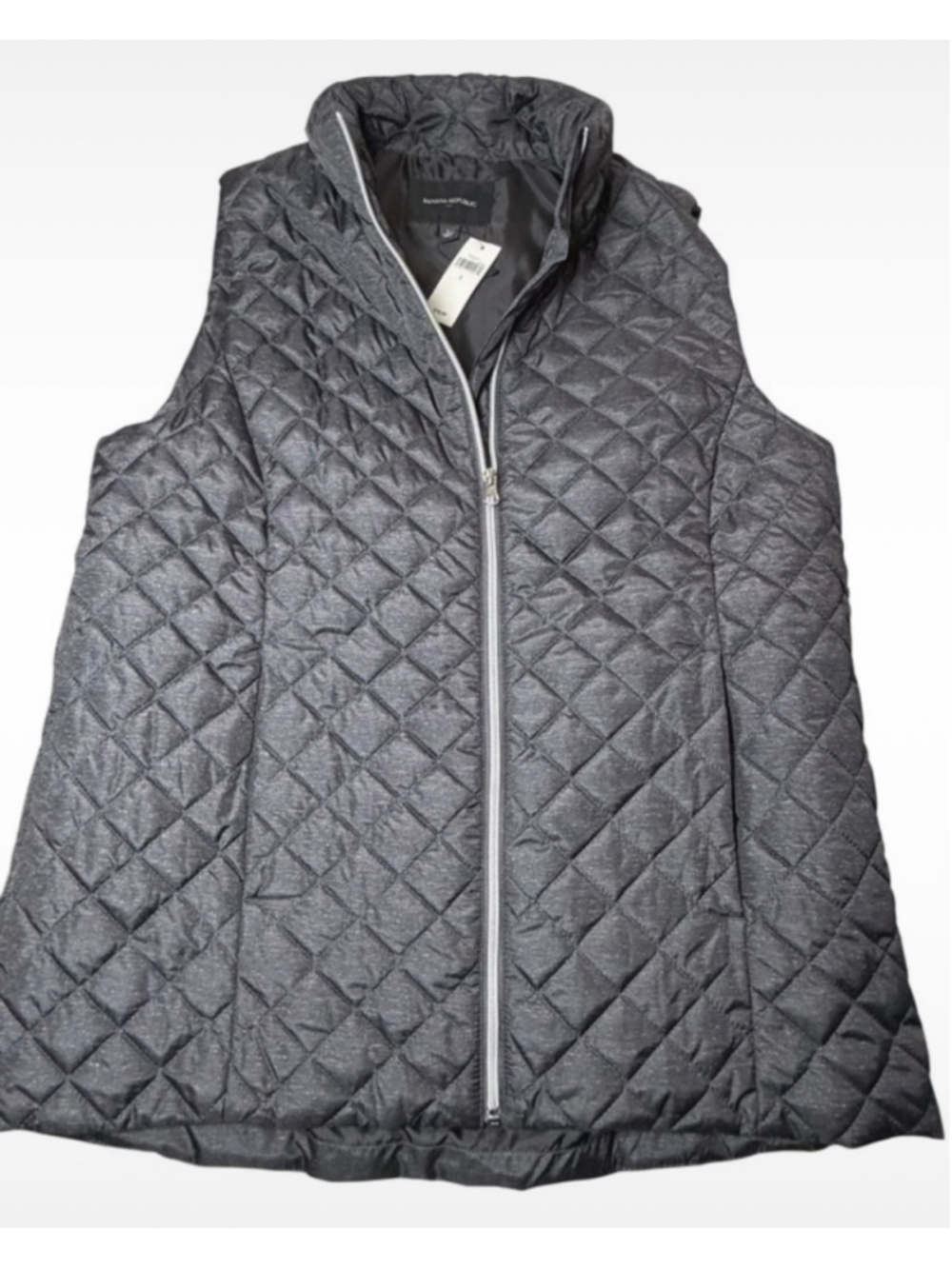 Women's Banana Republic Quilted Puffer Vest Grey Size L NWT
